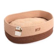 Лежанка для животных 42*30*14см Lamb овальная плюш коричневая All For Paws