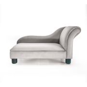 Лежанка д/жив Диван светло-серый вельвет полиэстер черные ножки 36*66*34см Keiko