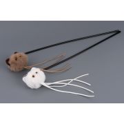 Игрушка-дразнилка WOGY д/кошек Мао меховой d=7см с ленточками l=20см и колокольчиком съемный на палочке l=45см, микс арт.2024-7766 Код275145