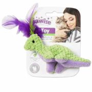 Игрушка д/кошек Pawise Динозаврик с пером текстиль 12,5см