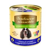 Деревенские лакомства д/соб КОНС.Домашние обеды тушеный кролик с сердечками и шпинатом 240гр. 5504 1/6