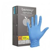 Перчатки M NITRILE смотровые н/ст неопудр. Benovy  голубые, уп/100 пар