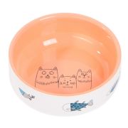 Миска керам. 0,35л оранжевая Коты с рыбками 12,5см, арт. JK34773, Jack&king