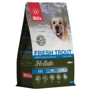 Blitz Holistic Adult Fresh Trout сухой корм д/собак, свежая форель 1,5 кг 3015 1/4