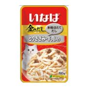 INABA Kinnodashi пауч 60г в желе куриное филе с говядиной, д/кошек (уп.12*4=48шт)IC-17