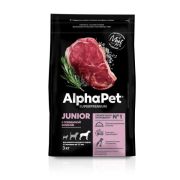 AlphaPet Superpremium 3 кг д/щ крупных пород с 6 месяцев до 1,5 лет с говядиной и рисом 1/3  1492